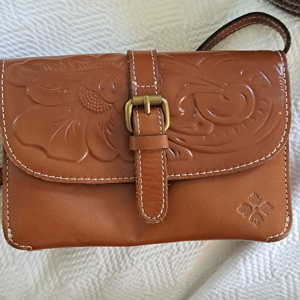 PATRICIA NASH Womens Torri Brown Leather Heritage‎ Collection Crossbody/Clutch